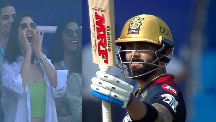 anushka aharma cheers kohli when he hits half century anushka aharma cheers kohli when he hits half century