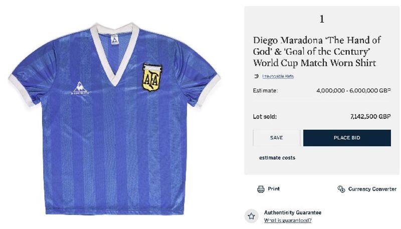 NEW RECORD: Maradona's Hand of God Shirt Sells for £7.1 Million