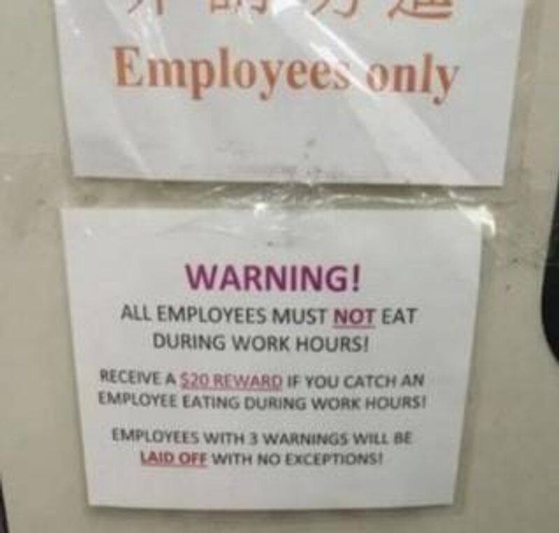 The owner who put a stop to the employees who go to eat during working hours