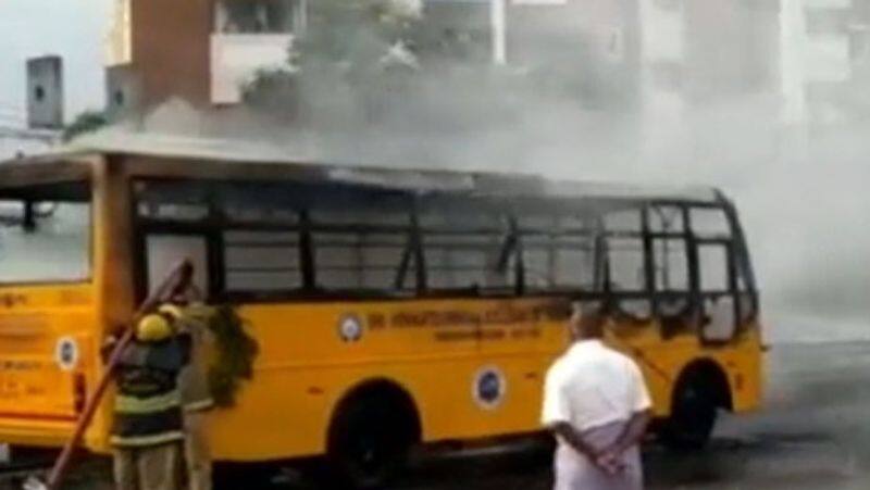 Sudden fire accident on famous private college bus