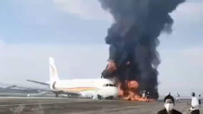 Airlines flight deviates from the runway and caught fire