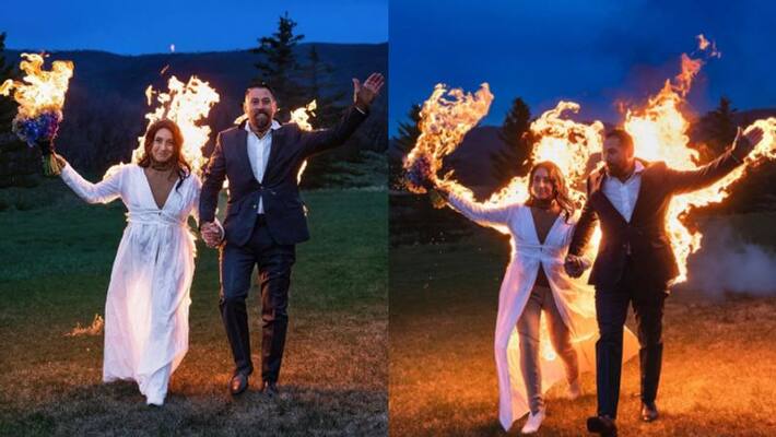 Hollywood stunt couple Gabe jessop and Ambyr bambyr set themselves on fire in wedding Hollywood stunt couple Gabe jessop and Ambyr bambyr set themselves on fire in wedding