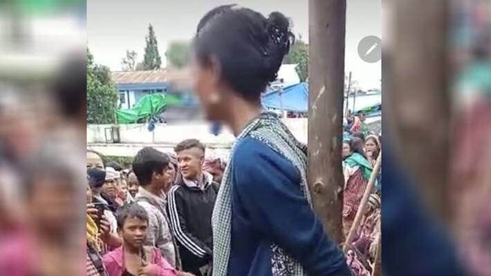 Meghalaya Woman Tied To Pole, Heckled By Onlookers Meghalaya Woman Tied To Pole, Heckled By Onlookers