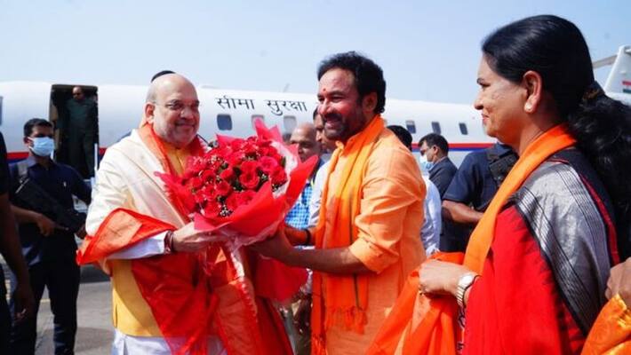Union Home minister Amit Shah Reached hyderabad Begumpet Airport Union Home minister Amit Shah Reached hyderabad Begumpet Airport