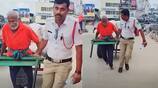Shivamogga cop lends helping hand to cart puller Video goes viral mnj 