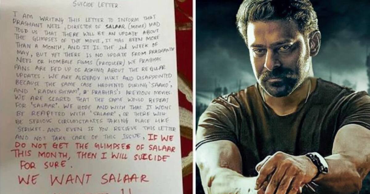 salaar : அப்டேட் விடலேனா செத்துருவேன்... சலார் படக்குழுவுக்கு தற்கொலை மிரட்டல் விடுத்த பிரபாஸ் ரசிகர்