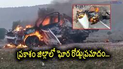 3 killed in car-catches fire in prakasam district 