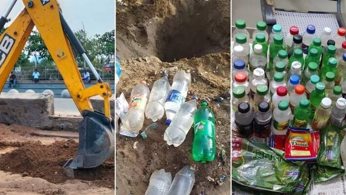 Bottles of liquor dug up at Marina Beach at chennai police shocking news Bottles of liquor dug up at Marina Beach at chennai police shocking news