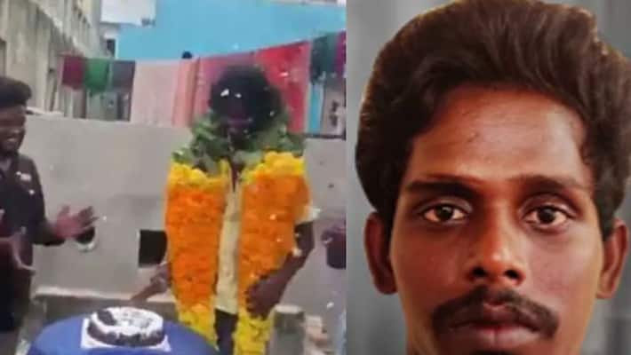 Cutting a cake with knife... rowdy arrest in chennai Cutting a cake with knife... rowdy arrest in chennai