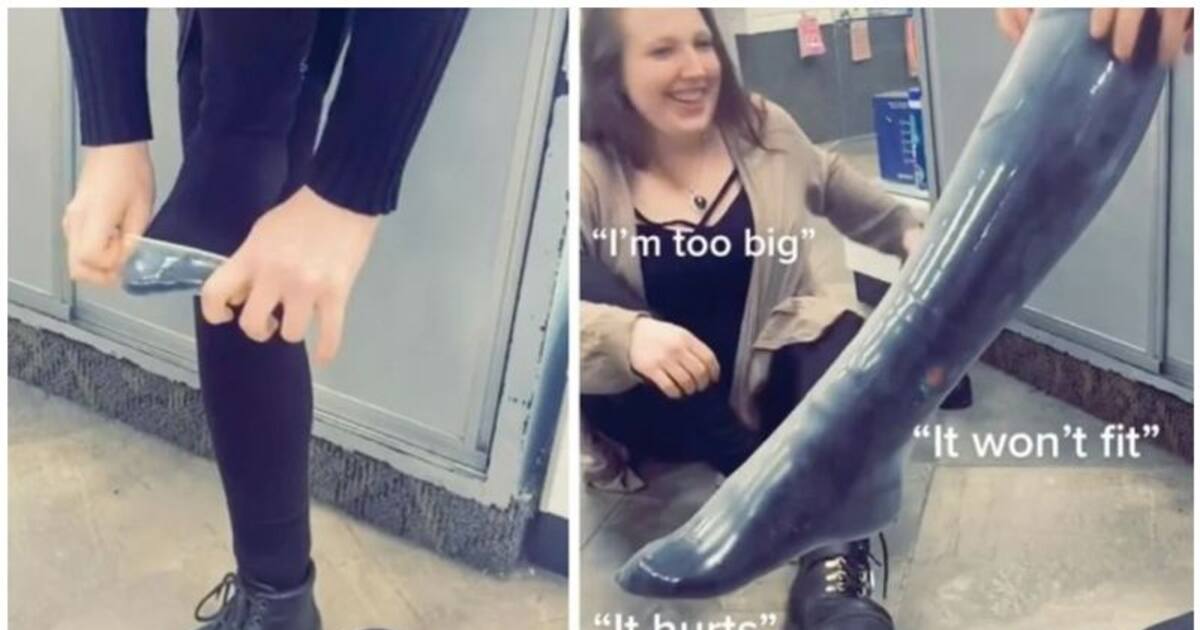 Woman puts condom on leg to prove men aren't 'too big