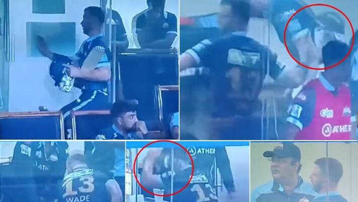matthew wade throws his helmet and smashes his bat in dressing room after controversial dismissal against rcb in ipl 2022 matthew wade throws his helmet and smashes his bat in dressing room after controversial dismissal against rcb in ipl 2022