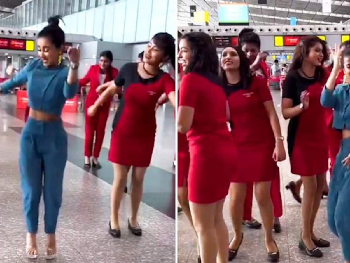 bengali actress monami ghosh shows off her dance skills along with spicejet flight attendants watch