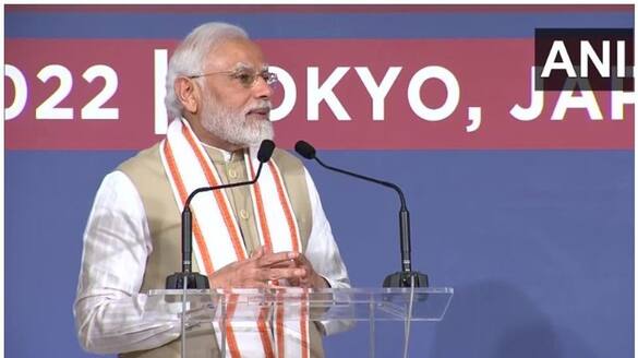 PM Modi in japan says bjp govt made indian democracy strong bsm   