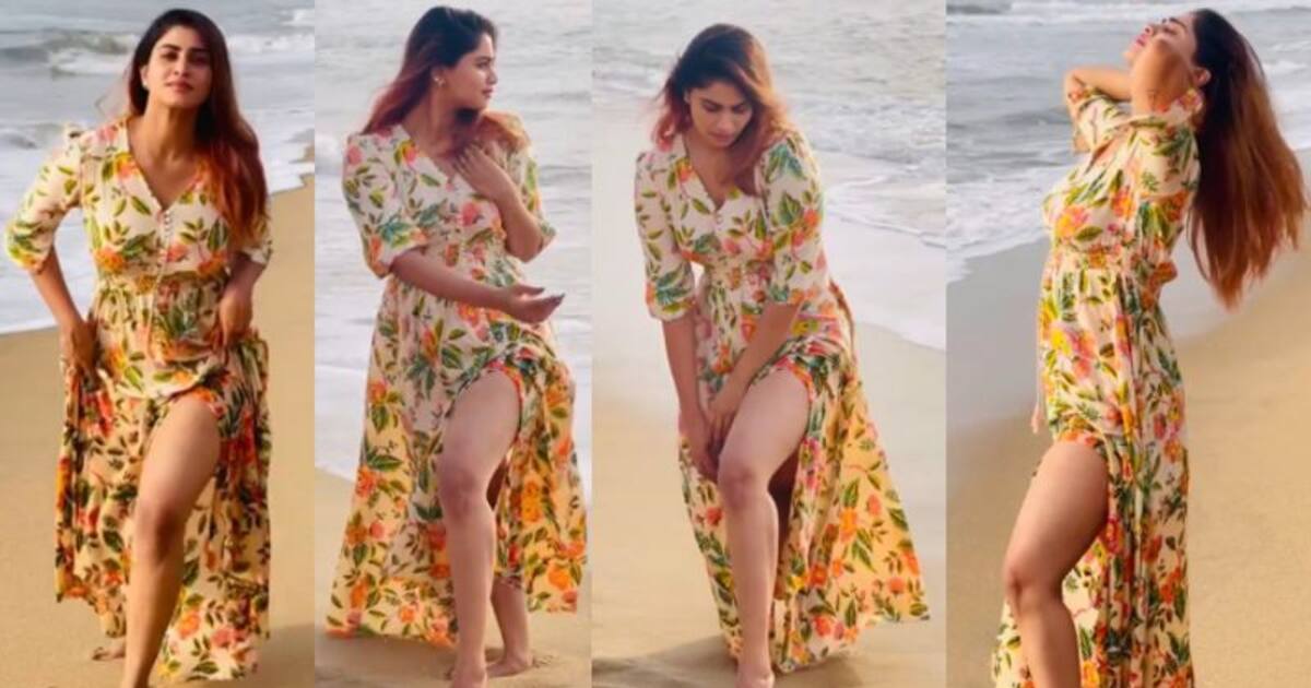 பிகினிலாம் வேண்டாம்... கவர்ச்சி காட்ட இதுவே போதும் - பீச்சில் பளீச் என தொடையழகை காட்டி கிக் ஏற்றும் சிவானி