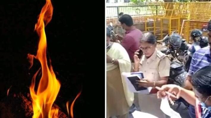 Elderly man caught fire at the entrance of the Chennai Secretariat He was hospitalized with burns Elderly man caught fire at the entrance of the Chennai Secretariat He was hospitalized with burns