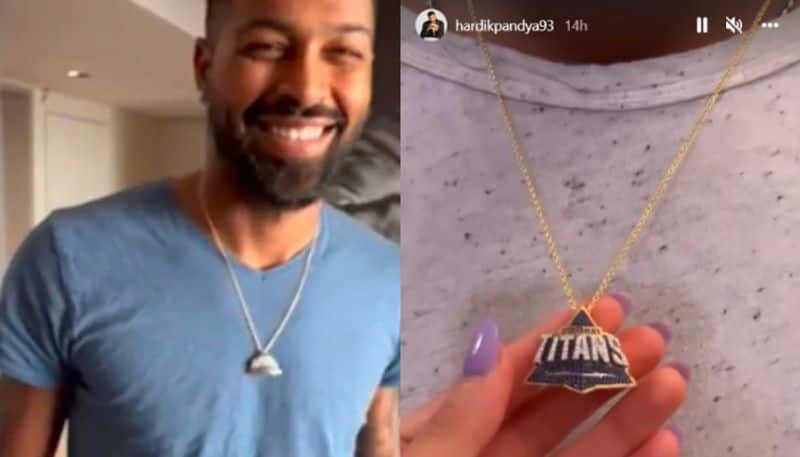 Gujarat Titans Franchaise give a special gift a gold pendant to their captain Hardik Pandya spb
