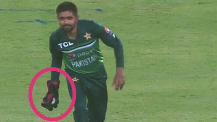 babar azam fields with wicket keepers gloves and so pakistan gets five run penalty babar azam fields with wicket keepers gloves and so pakistan gets five run penalty