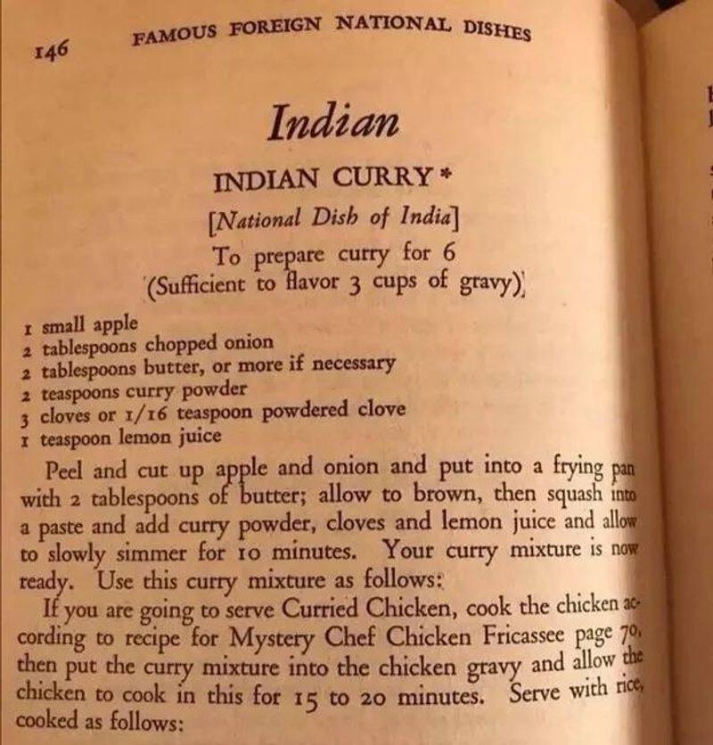 this recipe book says curry with apple is national dish of India