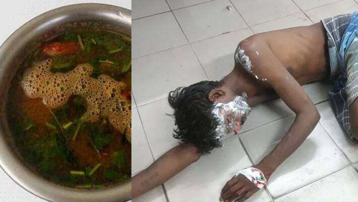 wife pouring hot rasam on husband face in Gingee wife pouring hot rasam on husband face in Gingee