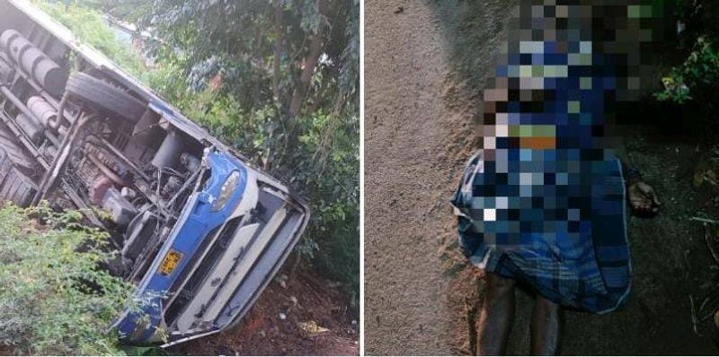 At 25 people were injured when a government bus plunged into a ravine in Theni, killing one person