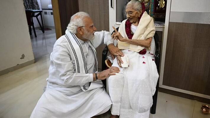PM Modi meets mother Heeraben Modi on her birthday PM Modi meets mother Heeraben Modi on her birthday
