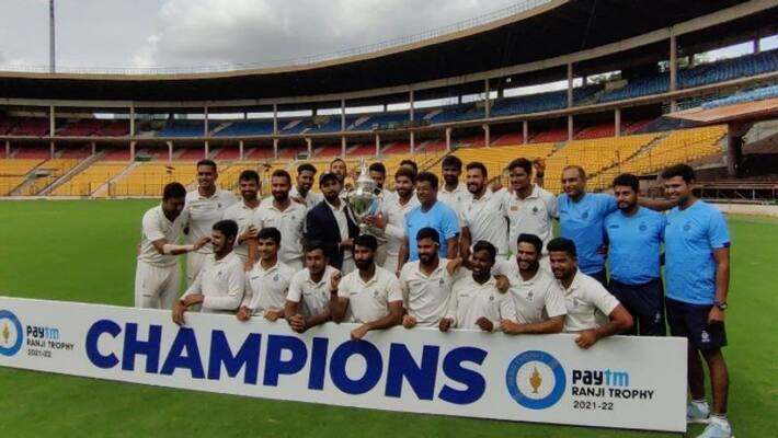 Madhya Pradesh became the 1st ever champion of Ranji Trophy 2022 after beat Mumbai by 6 wickets spb Madhya Pradesh became the 1st ever champion of Ranji Trophy 2022 after beat Mumbai by 6 wickets spb