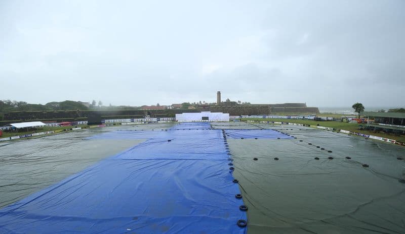 SL vs AUS 1st test Stand collapses in heavy rain at Galle International Stadium 