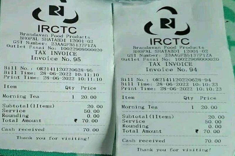 service charge in delhi bhopal shatabdi express passenger bill share goes viral on social media pwt