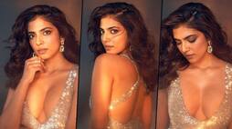 Hot Malayalam actress malavika mohanan glitters in sliver backless dress with plunging neckline anbad