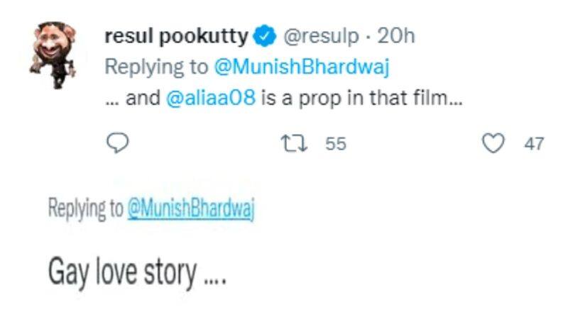 Resul Pookutty calls RRR gay love story