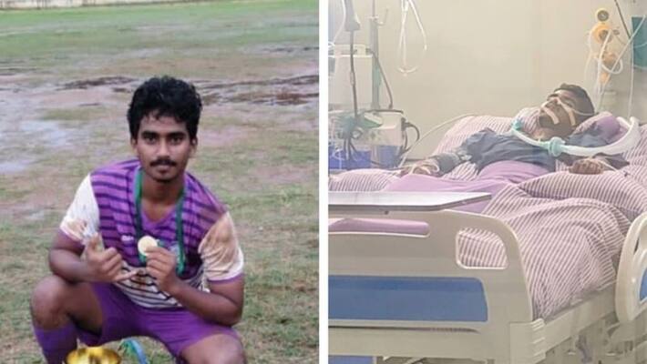 Mandya Football Player seriously injured of electric shock family seeking financial help for treatment mnj Mandya Football Player seriously injured of electric shock family seeking financial help for treatment mnj