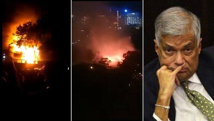 Sri lanka crisis protesters have set fire to Prime Minister Ranil Wickremesinghe residence viral video Sri lanka crisis protesters have set fire to Prime Minister Ranil Wickremesinghe residence viral video