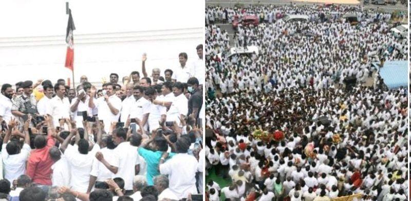 AIADMK gave enthusiastic welcome to EPS who visited Theni district