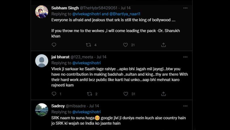 Filmaker Vivek Agnihotri got trolled back for trolling Shahrukh and Salman AKA