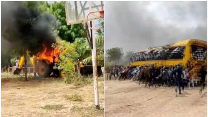 TN school girl suicide hude protest in kallakurichi TN school girl suicide hude protest in kallakurichi
