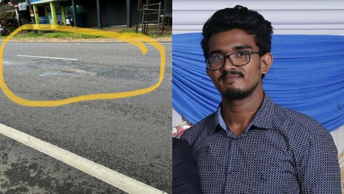young man dies after falling into pothole on National Highway near Thalikkulam young man dies after falling into pothole on National Highway near Thalikkulam