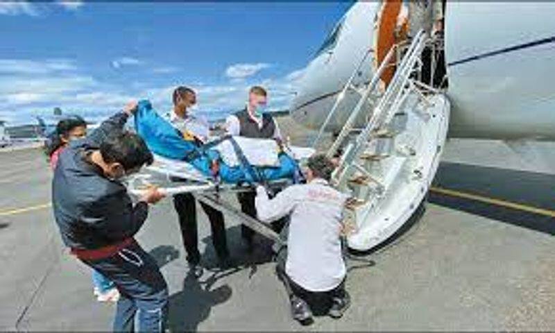 Critical patient flown 23 hrs flight from USA to Chennai by air ambulance for medical treatment 