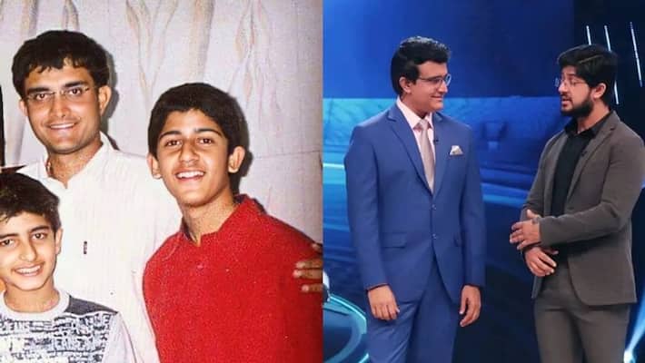 Little Adrit is standing next to Sourav Ganguly wearing red Punjabi anbsd Little Adrit is standing next to Sourav Ganguly wearing red Punjabi anbsd