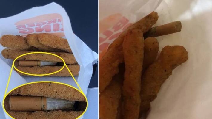girl got half smoked cigarette in chicken fries girl got half smoked cigarette in chicken fries