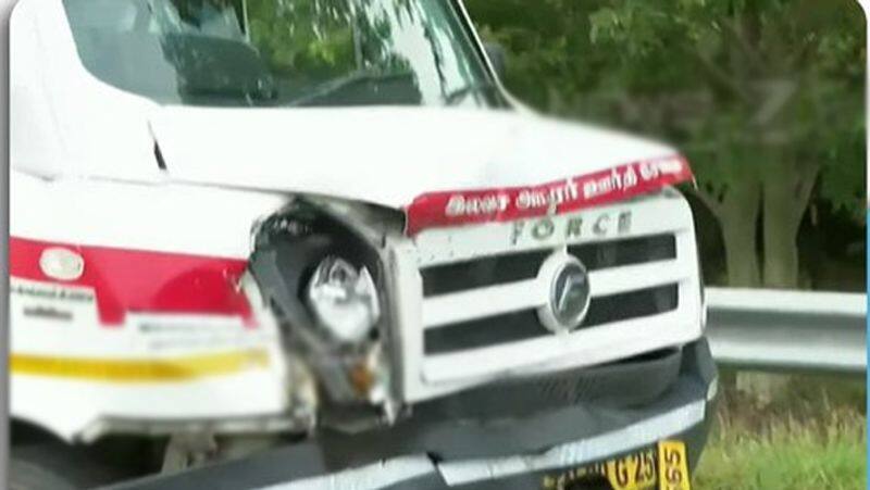 ambulance carrying the student srimathi body met with an  minor accident