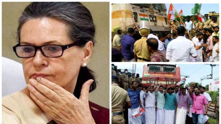 train blocked protest by congress workers over sonia gandhi ed interrogation train blocked protest by congress workers over sonia gandhi ed interrogation