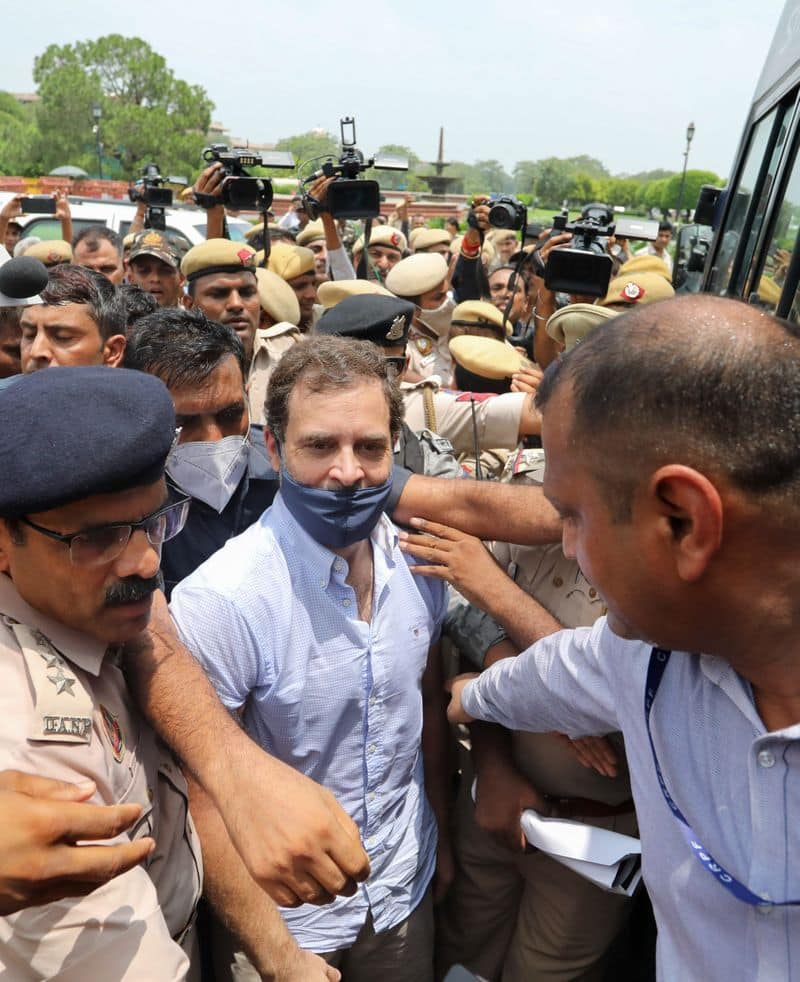 During a Cong protest against Sonia Gandhi's questioning, Rahul Gandhi was detained
