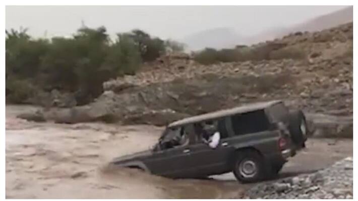 Four arrested in Oman after driving vehicle into flooded wadi Four arrested in Oman after driving vehicle into flooded wadi