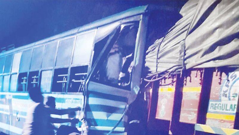 lorry government bus collided.. bus driver conductor death