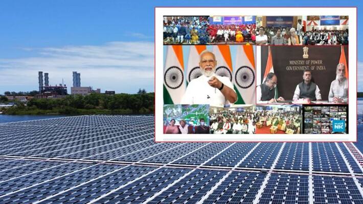 pm Narendra Modi launches floating solar power plant pm Narendra Modi launches floating solar power plant
