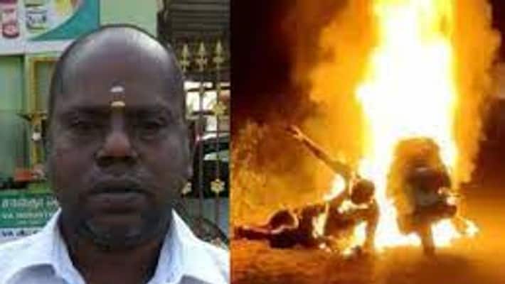 Two-wheeler fire accident - one killed Two-wheeler fire accident - one killed