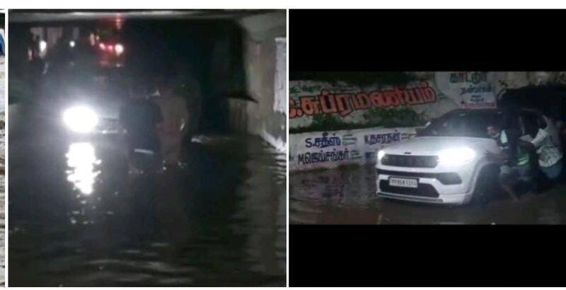 Due to the heavy rain in Coimbatore the car got stuck in the tunnel and there was a stir