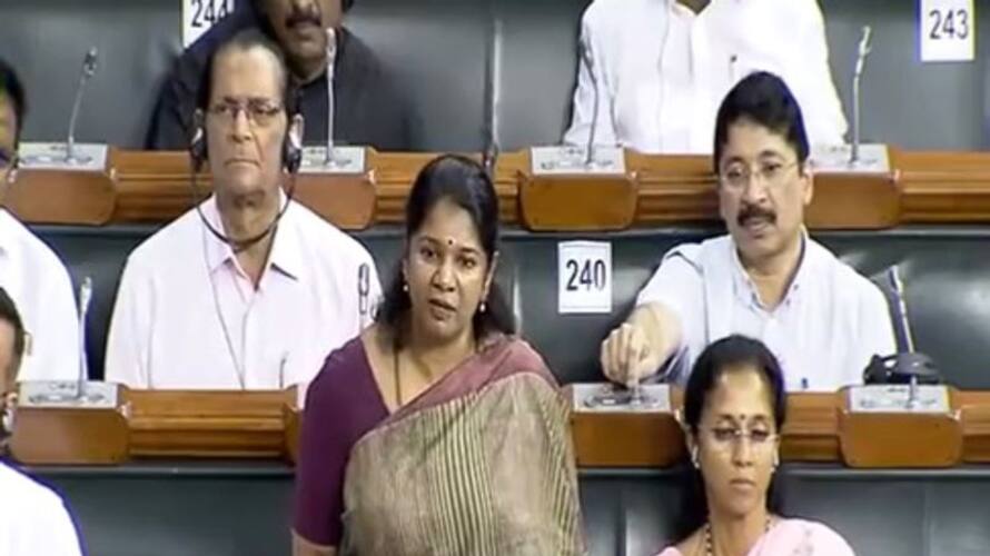 dmk mp Kanimozhi fires on center over governor system dmk mp Kanimozhi fires on center over governor system
