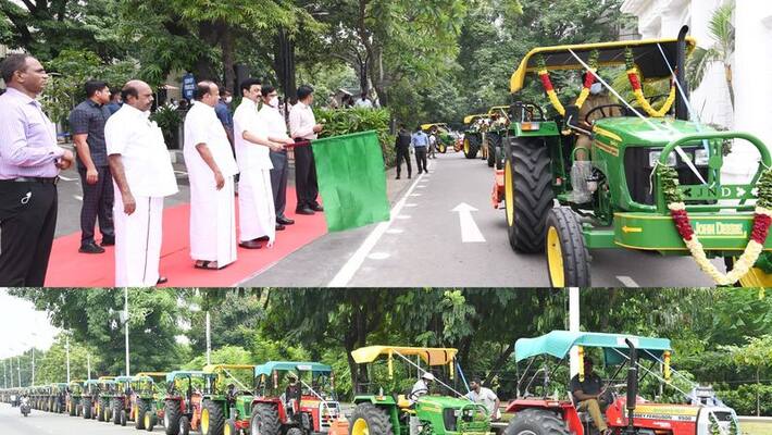 Chief Minister Stalin launched a scheme to provide low-cost tractor rental to farmers Chief Minister Stalin launched a scheme to provide low-cost tractor rental to farmers