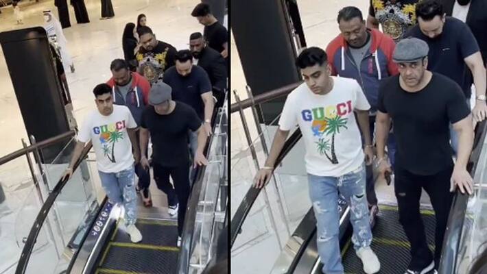 Salman Khan walking around Dubai Mall with heavy security, the video has gone viral BSM Salman Khan walking around Dubai Mall with heavy security, the video has gone viral BSM